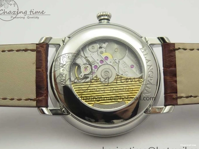 0712 Upgraded Villeret Quantième Complet 8 Jours SS Complicated Function OMF 1:1 Best Edition White Dial on Brown Leather Strap A 7983